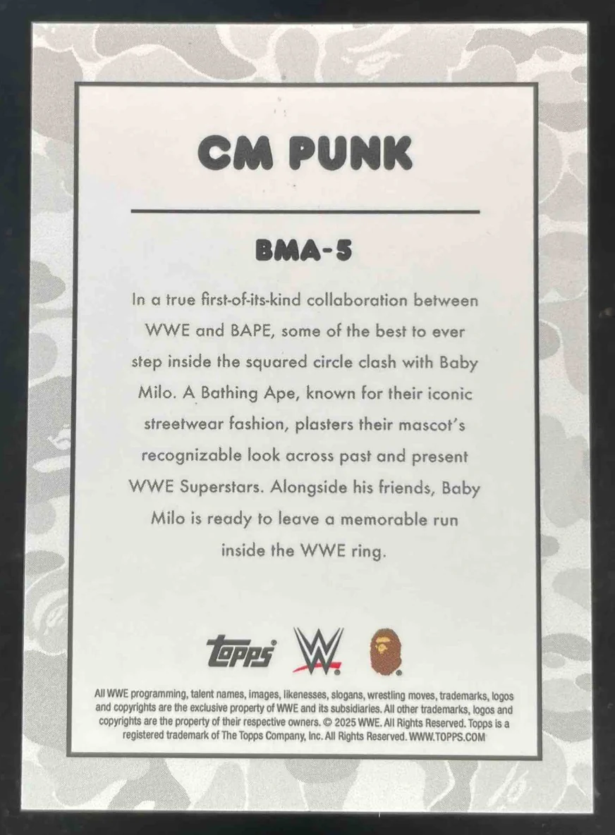 2025 Topps WWE x Bape Baby Milo Camo #5 CM Punk - Image 2