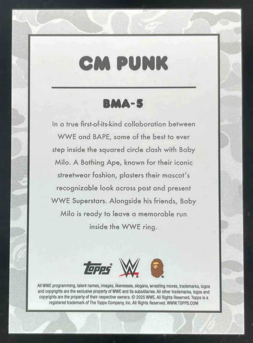2025 Topps WWE x Bape Baby Milo Camo #5 CM Punk - Image 2