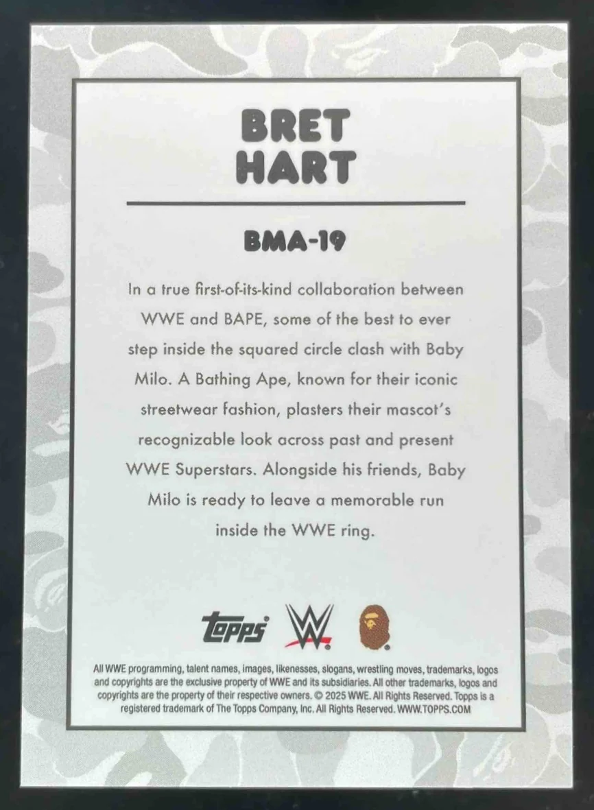 2025 Topps WWE x Bape Baby Milo Camo #19 Bret Hart - Image 2
