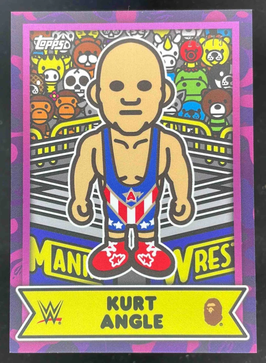 2025 Topps WWE x Bape Baby Milo Purple Camo #18 Kurt Angle /75