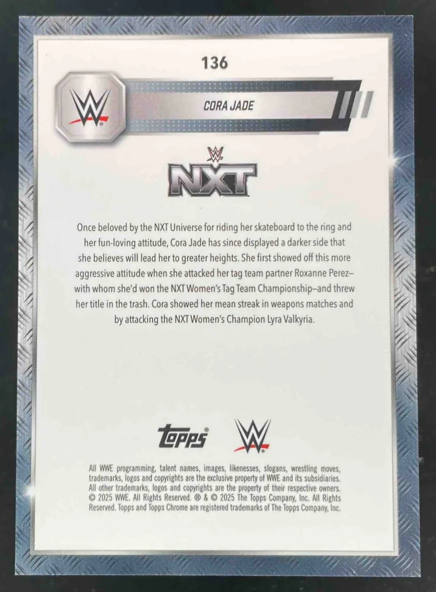 2025 Topps Chrome WWE Orange Geometric Refractors #136 Cora Jade /25 - Image 2