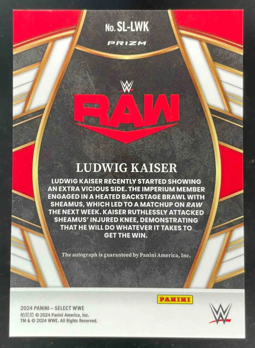 2024 Panini Select WWE Signature Selections #SL-LWK Ludwig Kaiser Auto - Image 2