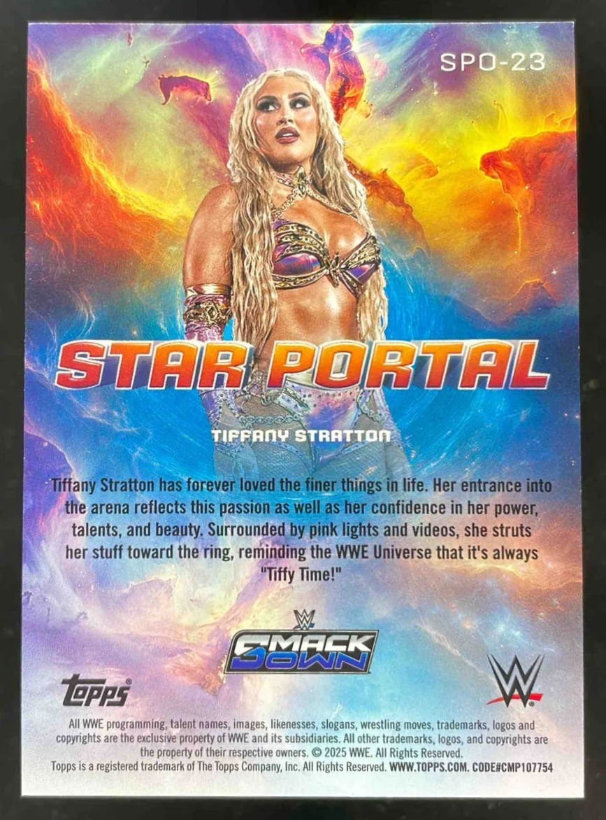 2025 Topps Universe WWE Star Portal Gold Stone #SPO-23 Tiffany Stratton /75 - Image 2