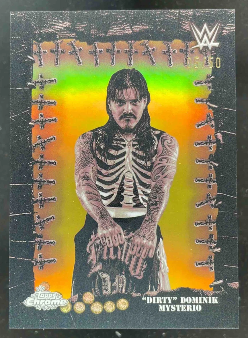 2025 Topps Chrome WWE Cactus Jack Famed Phantoms Gold Dirty Dominik Mysterio /50