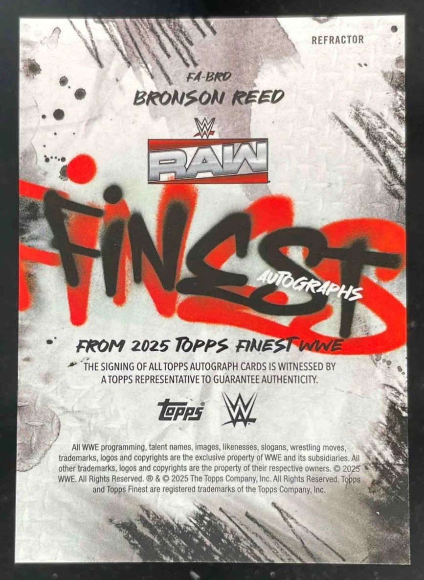 2025 Topps Finest WWE Finest Autographs Refractor #FA-BRD Bronson Reed Auto - Image 2