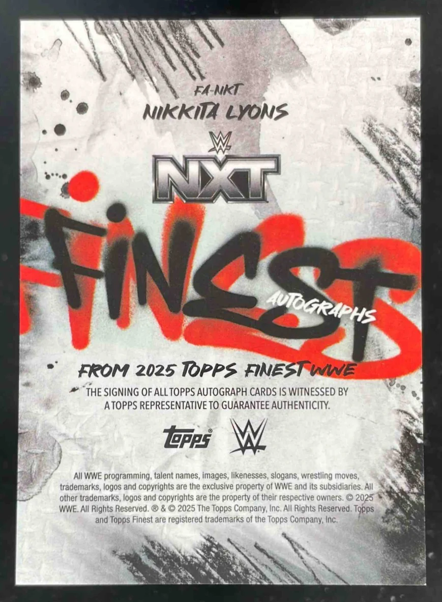 2025 Topps Finest WWE Finest Autographs Refractor #FA-NKT Nikkita Lyons Auto - Image 2