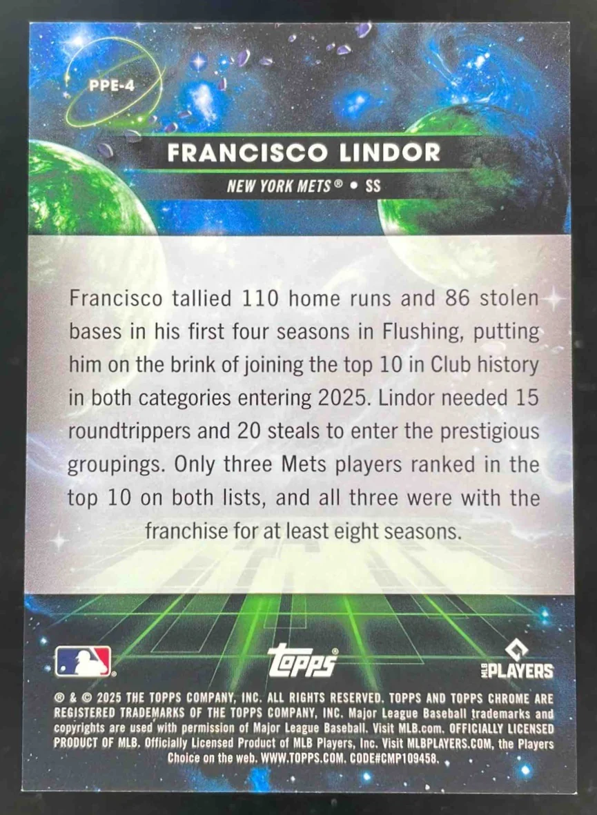 2025 Topps Cosmic Chrome Planetary Pursuit Earth #PPE-4 Francisco Lindor - Image 2
