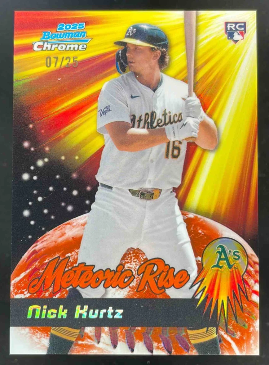 2025 Bowman Chrome Meteoric Rise Orange Refractor #MR-7 Nick Kurtz RC /25