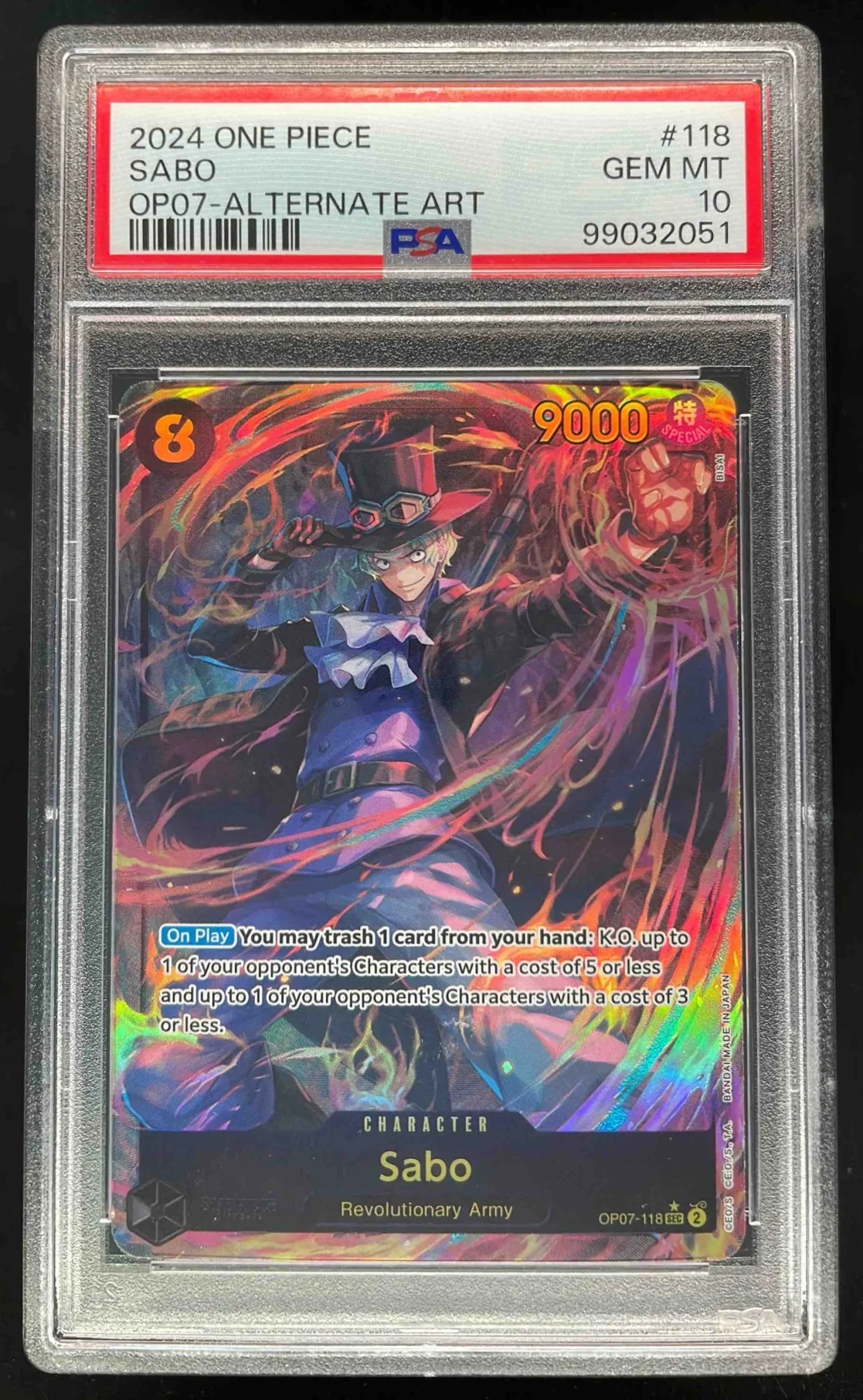 2024 One Piece OP07 #118 Sabo Alternate Art PSA 10