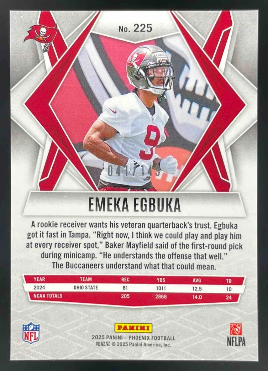 2025 Panini Phoenix Green Winter #225 Emeka Egbuka RC /149 - Image 2