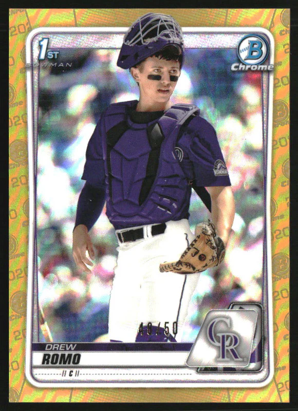 2020 Bowman Chrome Draft Gold Refractors #BD106 Drew Romo RC /50