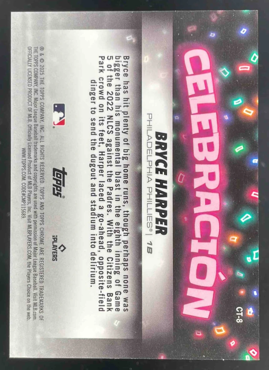 2025 Topps Chrome Update Celebracion #CT-8 Bryce Harper - Image 2