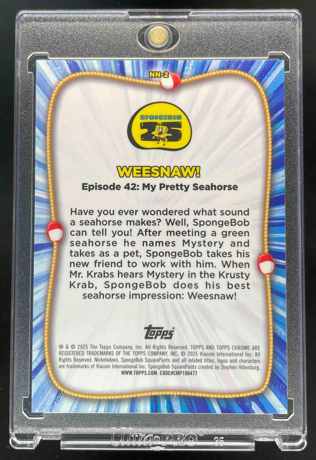 2025 Topps Chrome SpongeBob Sapphire Nautical Nonsense Black #NN-2 Weesnaw!/10 - Image 2