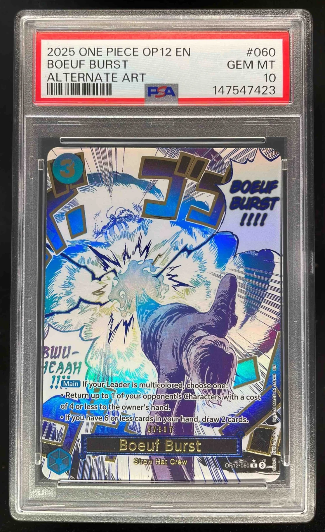 2025 One Piece OP12 EN #060 Boeuf Burst Alternate Art PSA 10