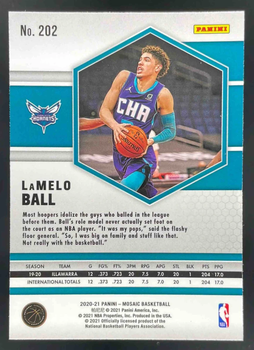 2020-21 Panini Mosaic Fast Break Silver #202 LaMelo Ball RC - Image 2