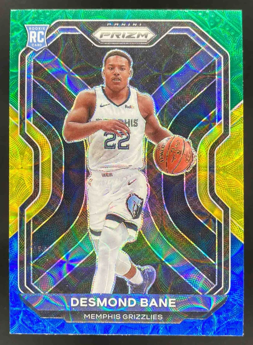 2020-21 Panini Prizm Choice Blue, Yellow and Green Prizms #297 Desmond Bane RC