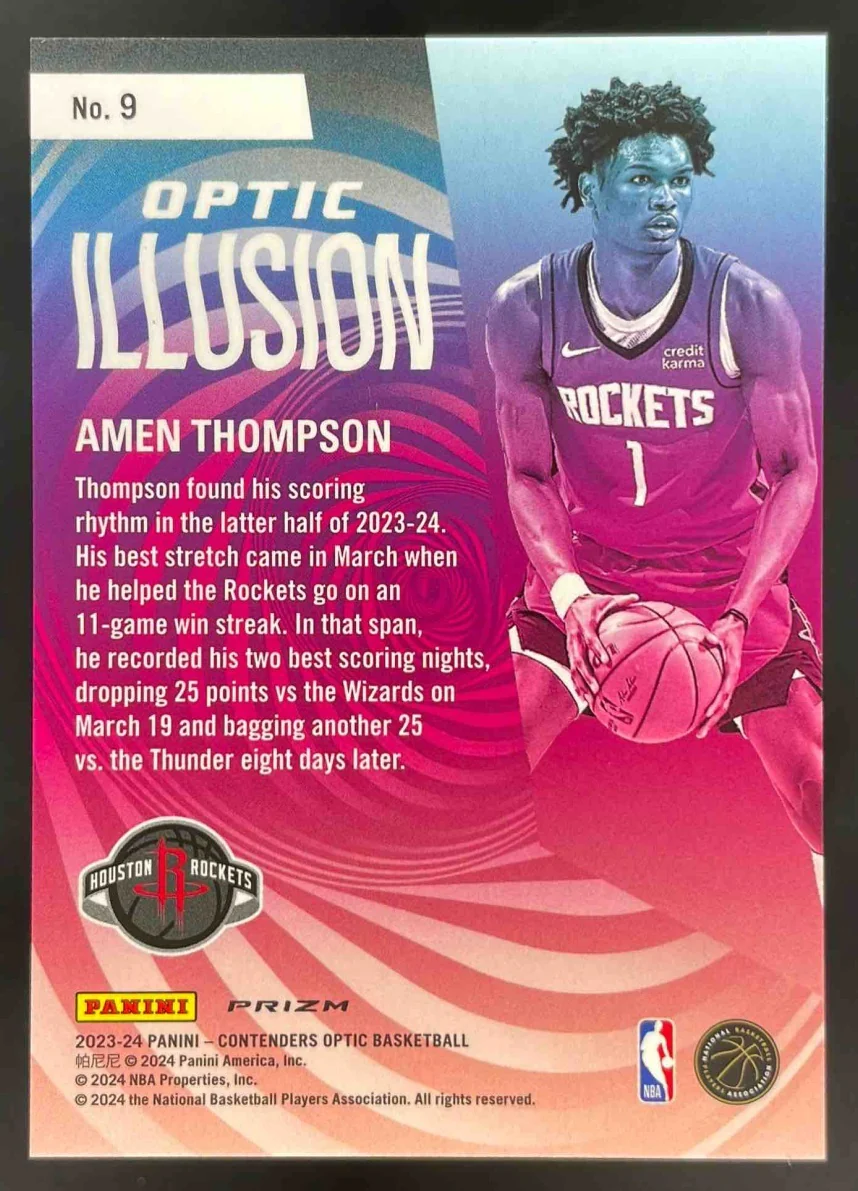 2023-24 Panini Contenders Optic Illusion #9 Amen Thompson - Image 2