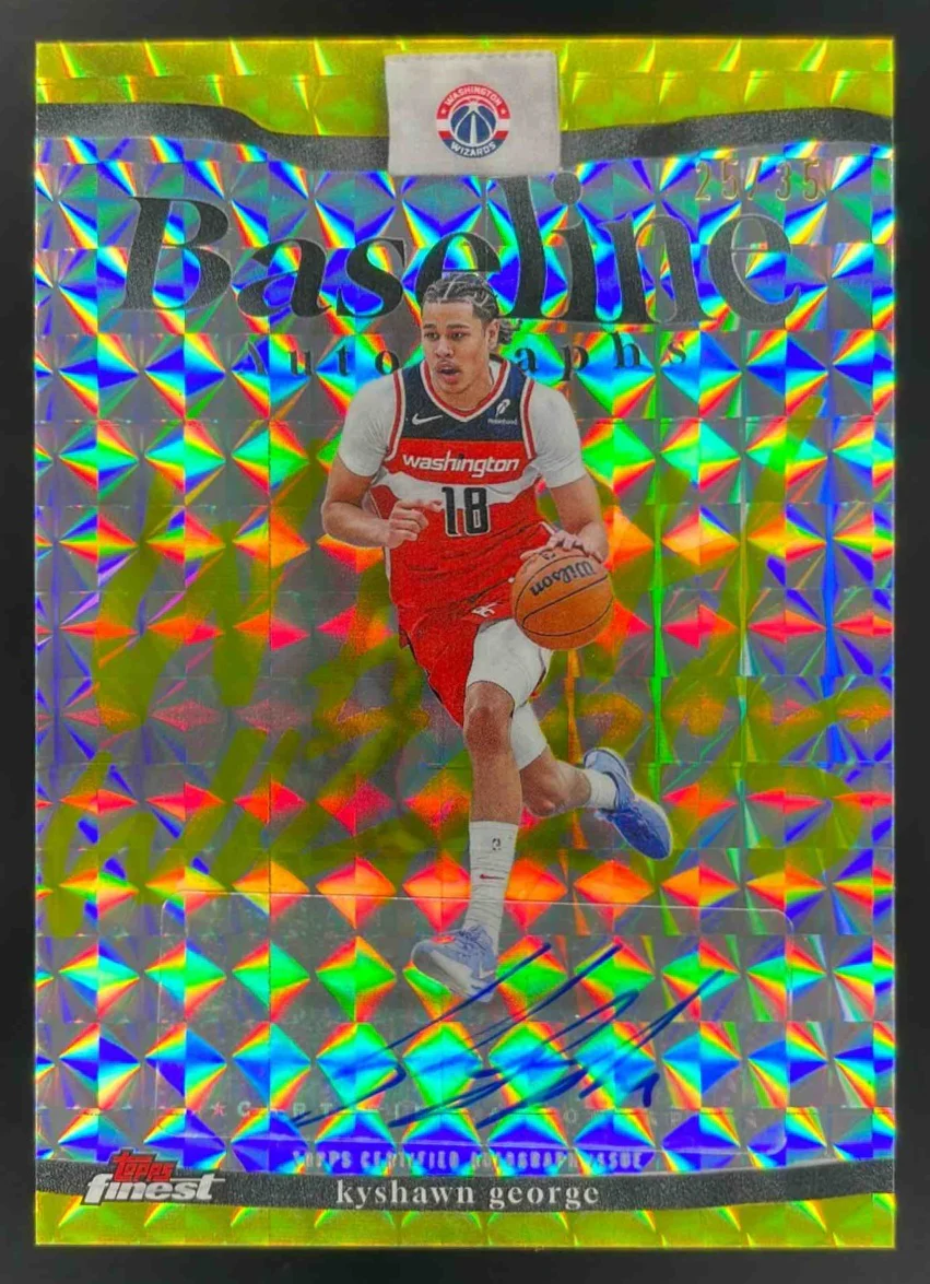 2025-26 Topps Finest Baseline Yellow Geometric #BA-KG Kyshawn George Auto /35