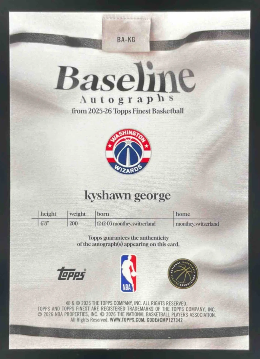 2025-26 Topps Finest Baseline Yellow Geometric #BA-KG Kyshawn George Auto /35 - Image 2
