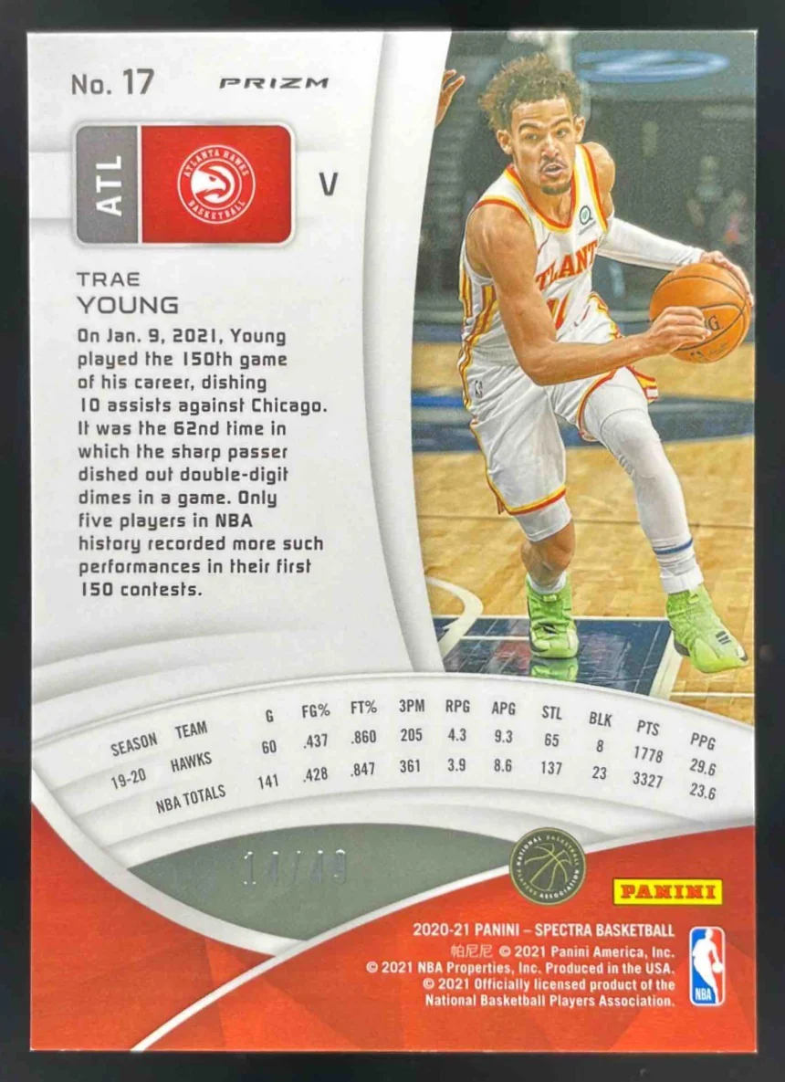 2020-21 Panini Spectra Asia Blue Orange #17b Trae Young /49 - Image 2