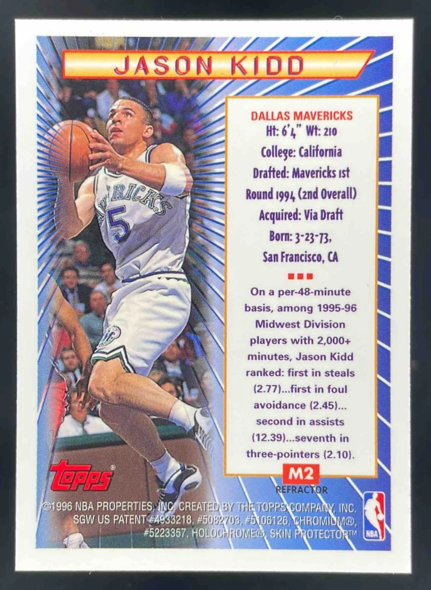 1996-97 Topps Mystery Finest Bordered Refractor #M2 Jason Kidd - Image 2