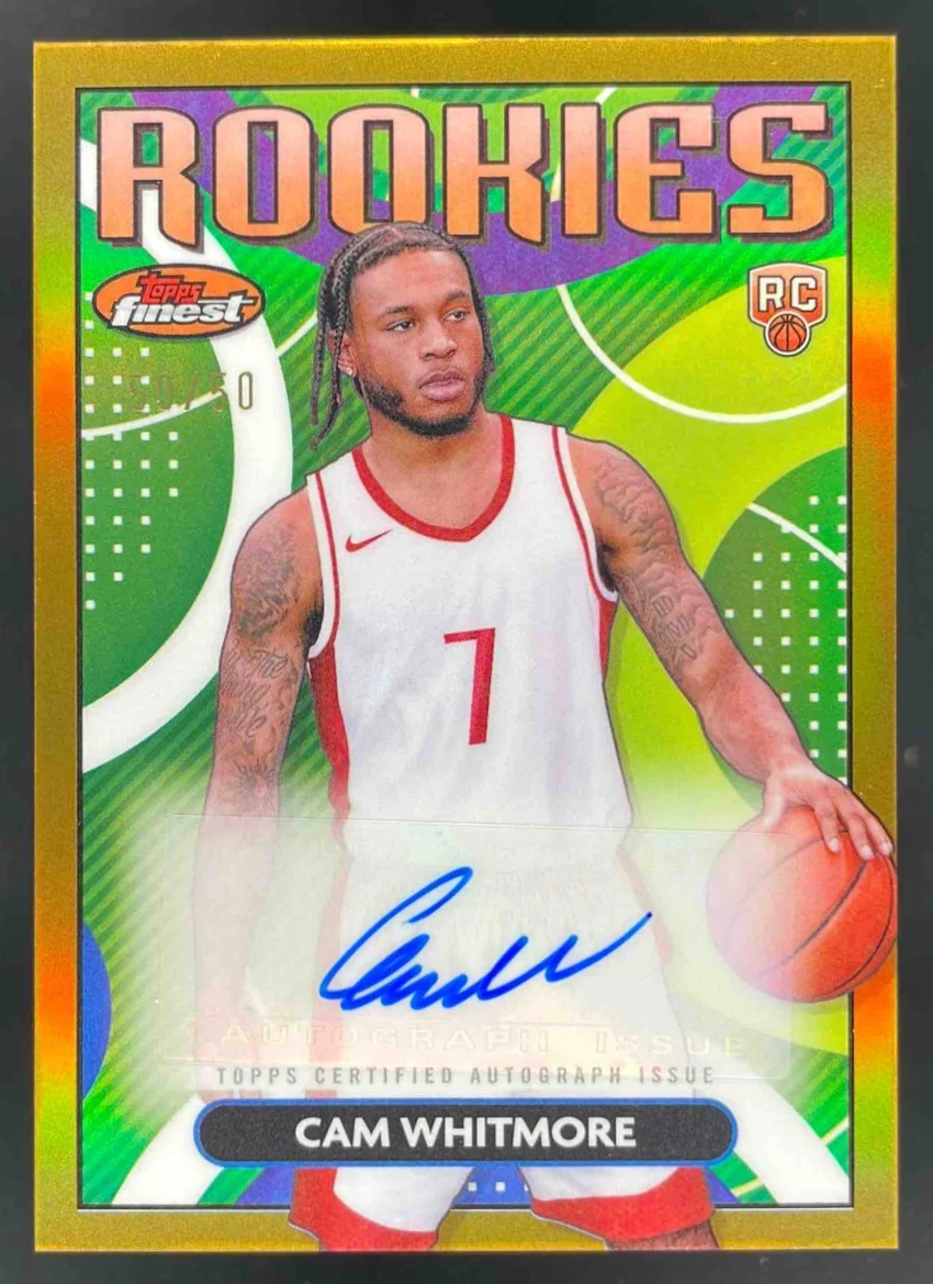 2023-24 Topps Finest Rookie Gold Refractor #RFA-CW Cam Whitmore RC Auto /50