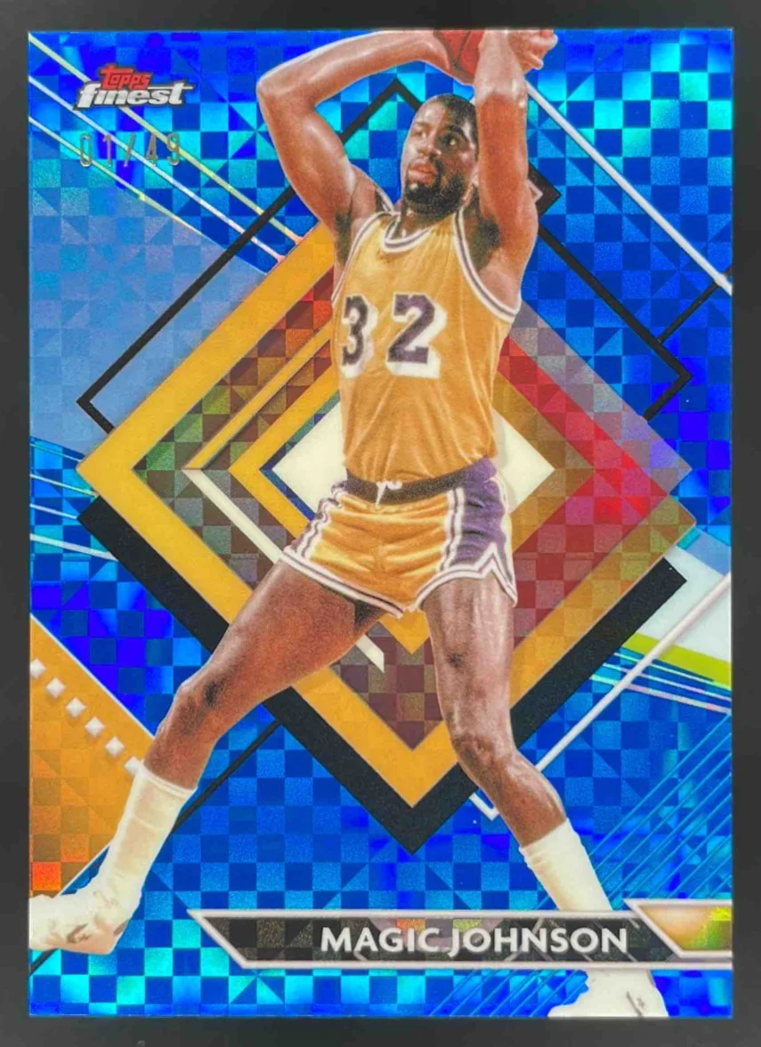 2023-24 Topps Finest Blue Checkerboard Refractors #255 Magic Johnson Rare /49