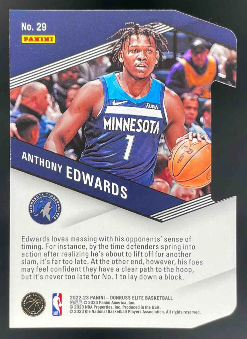 2022-23 Panini Donruss Elite Spellbound Orange Die Cut #29 Anthony Edwards - Image 2