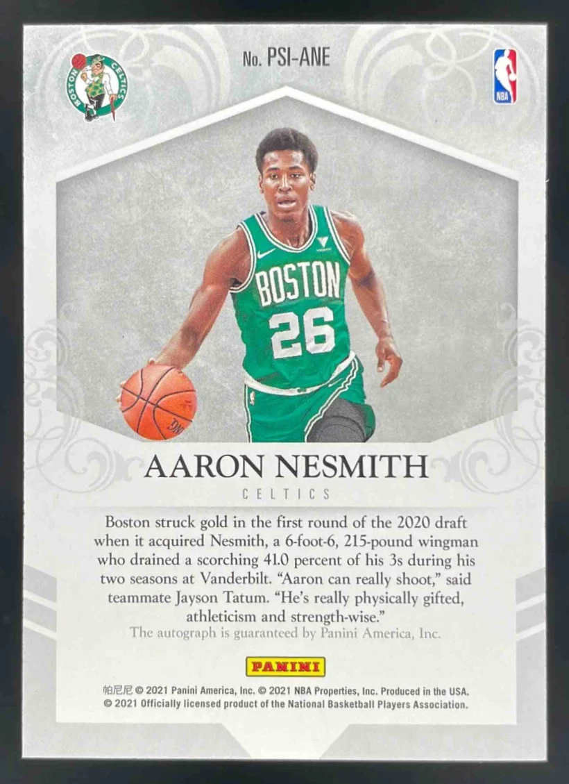 2021 Panini Private Signings Rookie Autograph Aaron Nesmith RC Auto - Image 2