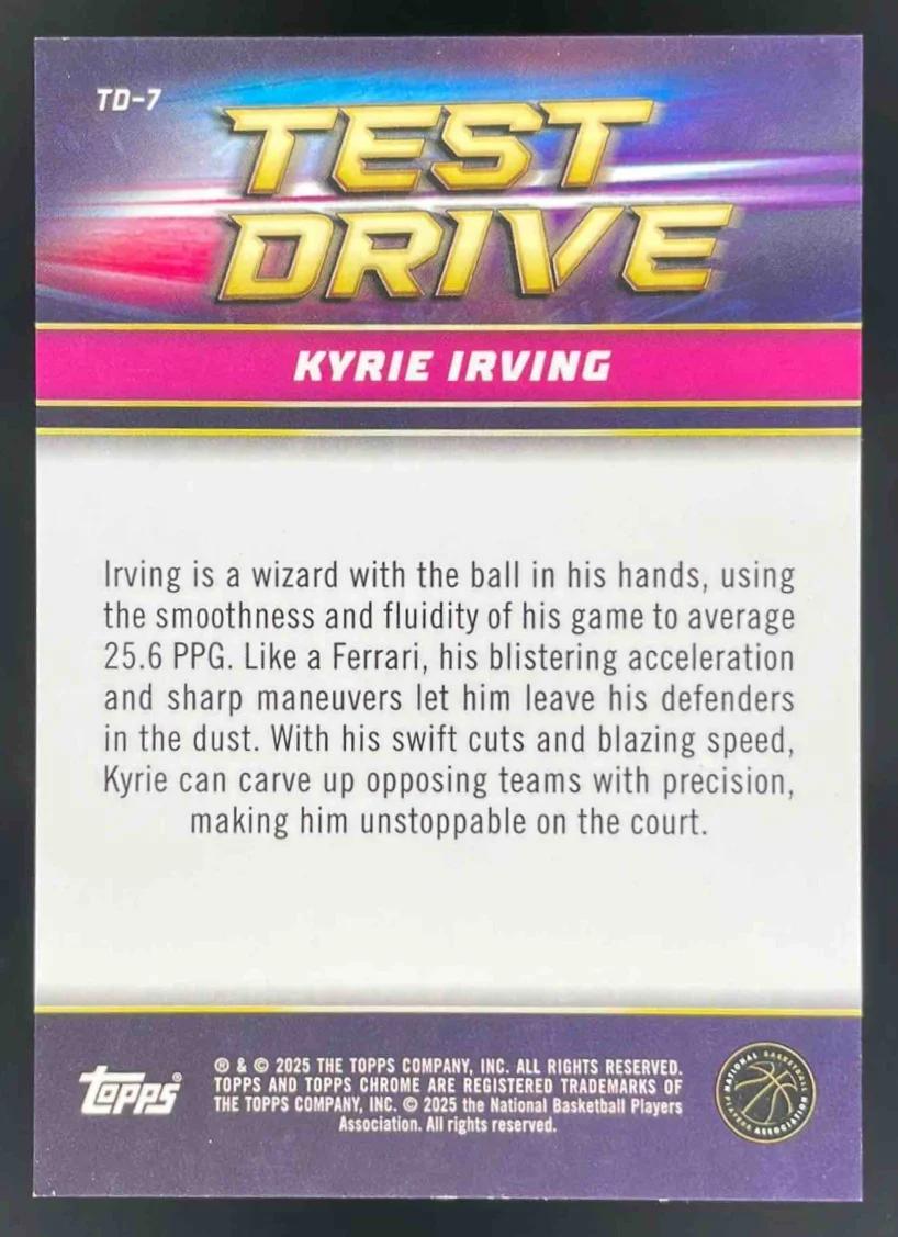 2024-25 Topps Chrome Test Drive Orange Refractor #TD-7 Kyrie Irving /25 - Image 2