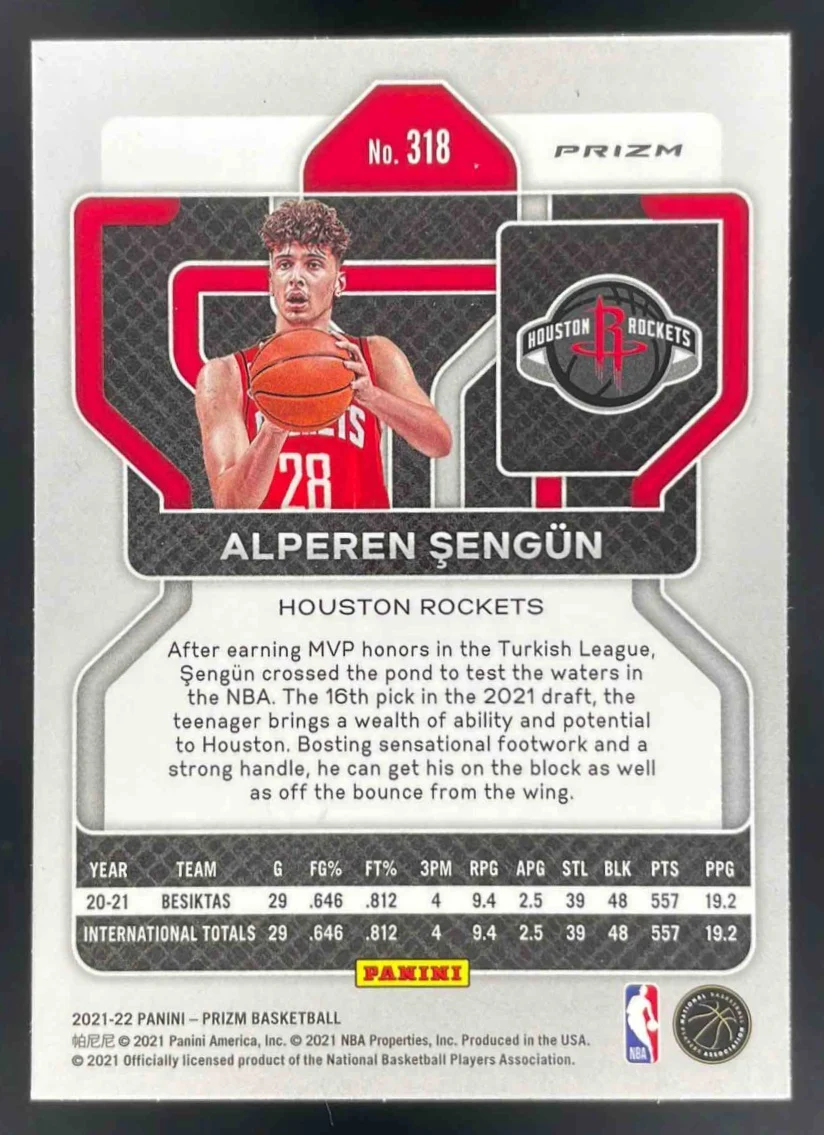2021-22 Panini Prizm Hyper Prizm #318 Alperen Sengun RC - Image 2