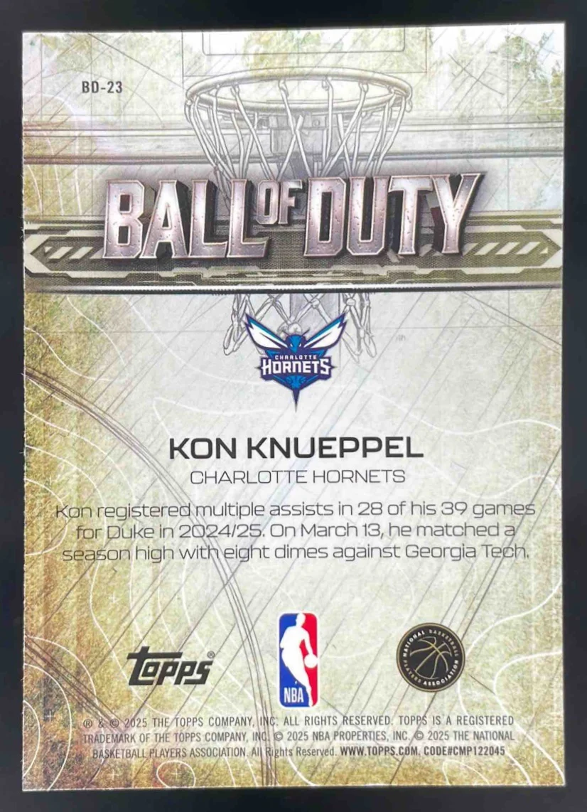 2025-26 Topps Chrome Ball of Duty #BD-23 Kon Knueppel RC - Image 2