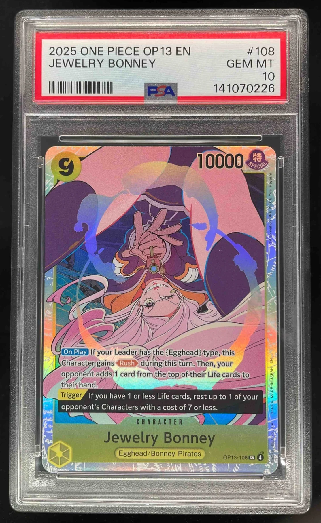 2025 One Piece OP13 EN #108 Jewelry Bonney Alternate Art PSA 10