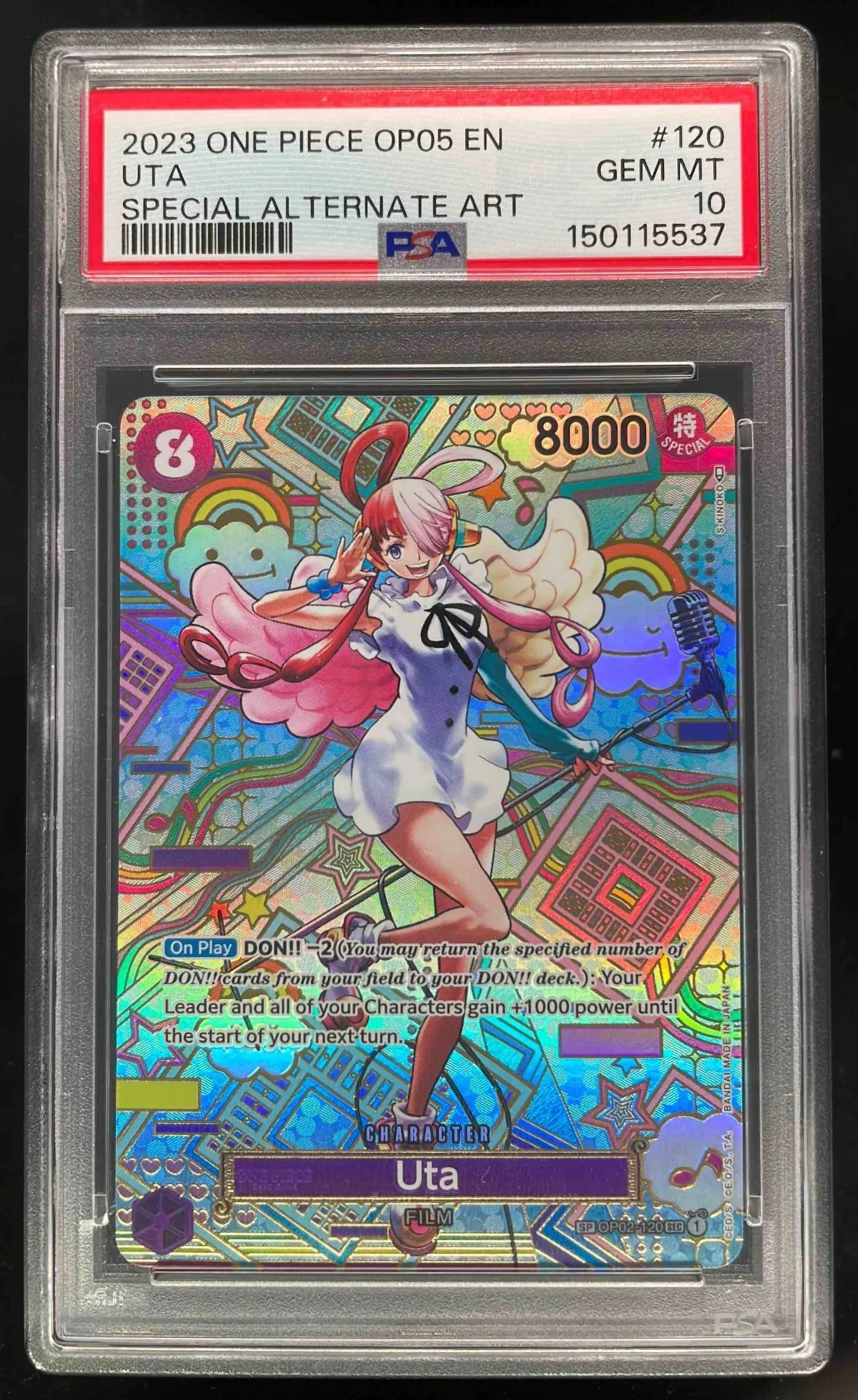 2023 One Piece OP05 EN #120 UTA Special Alternate Art PSA 10