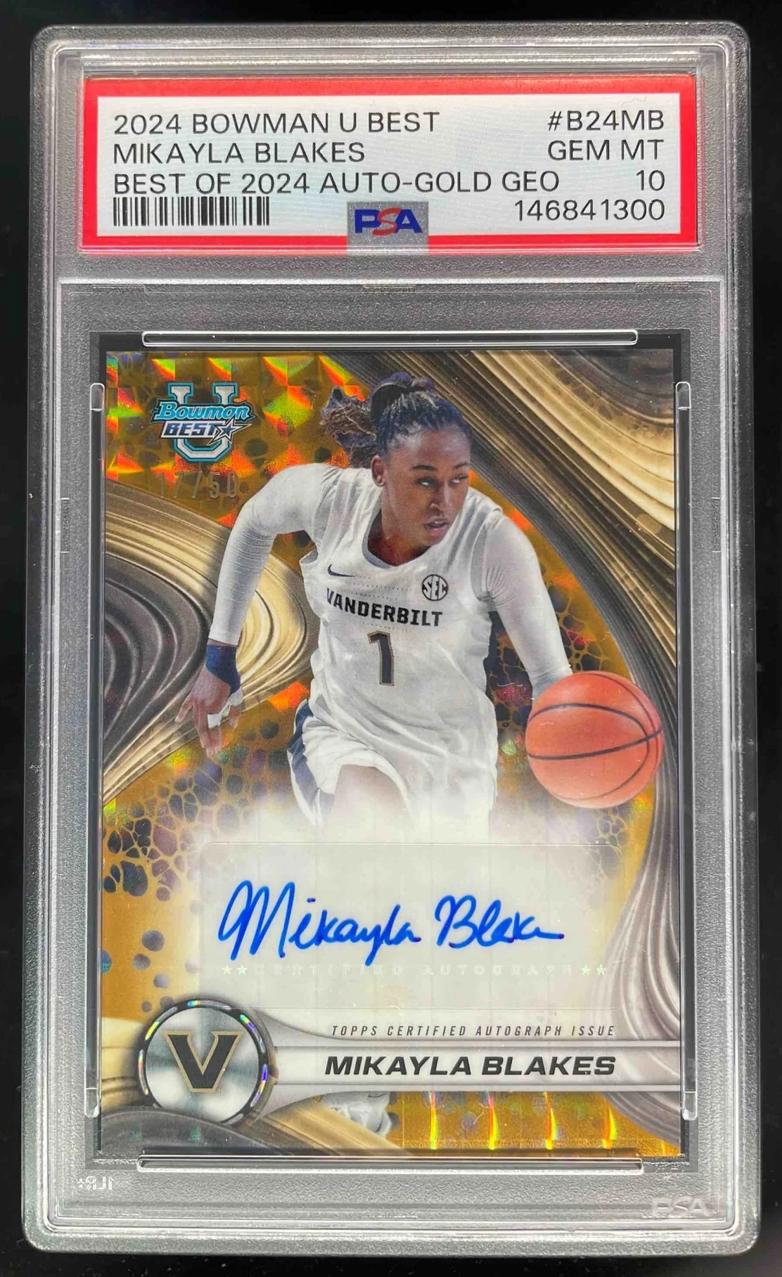 2024-25 Bowman's Best Best of 24 Gold Geometric Mikayla Blakes Auto /50 PSA 10