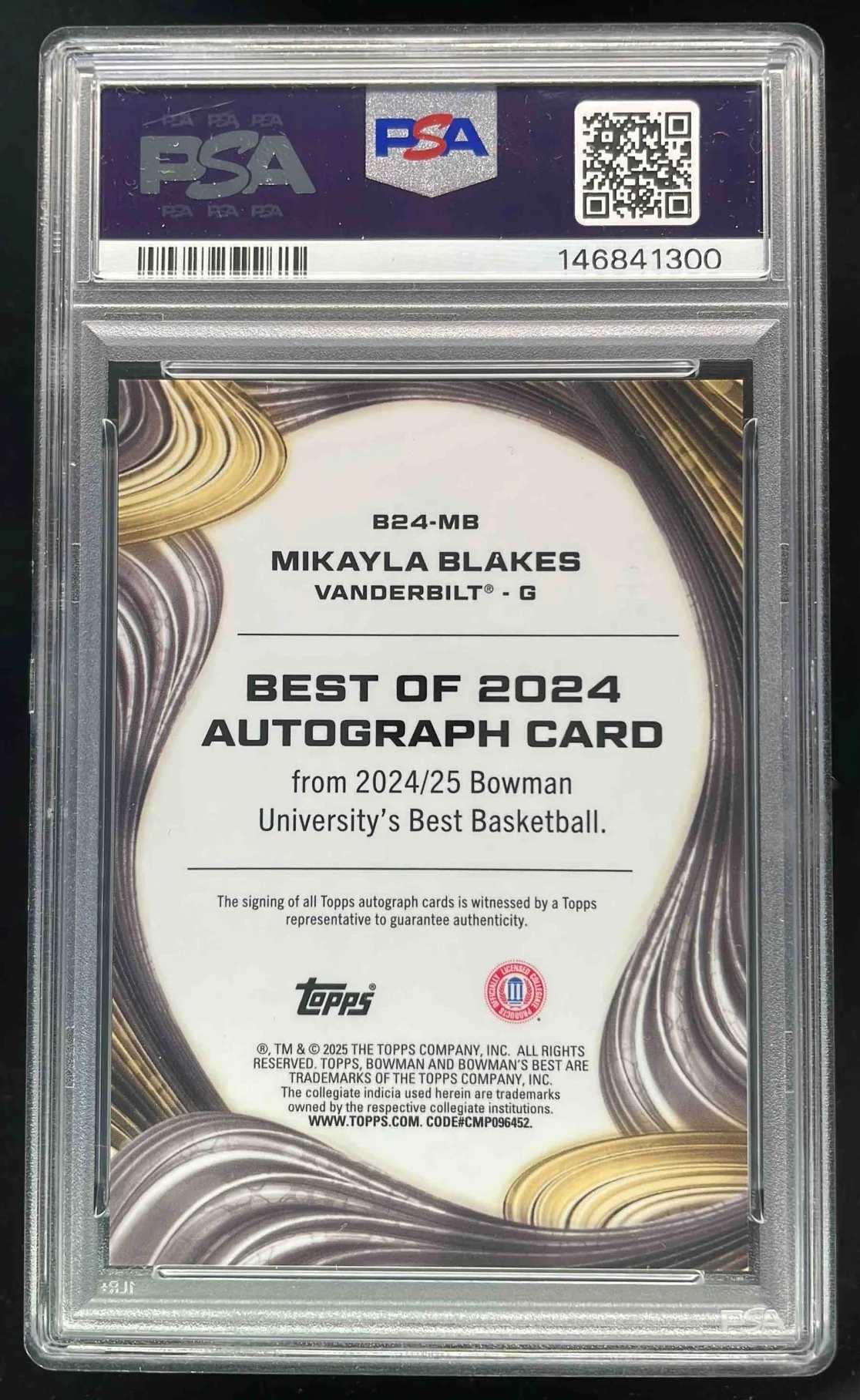 2024-25 Bowman's Best Best of 24 Gold Geometric Mikayla Blakes Auto /50 PSA 10 - Image 2