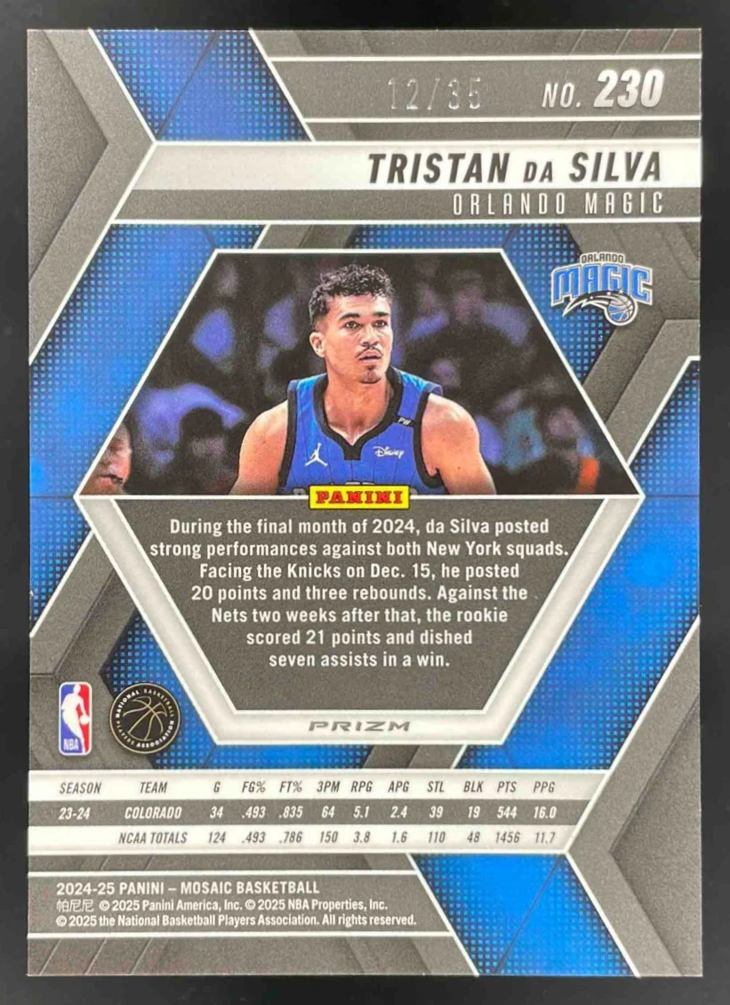 2024-25 Panini Mosaic Choice White Mosaic #230 Tristan da Silva RC /35 - Image 2