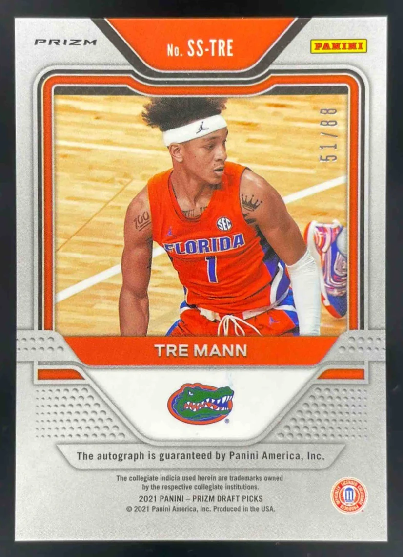 2021-22 Panini Prizm Draft Picks Sensational Choice Red Tre Mann RC Auto /88 - Image 2