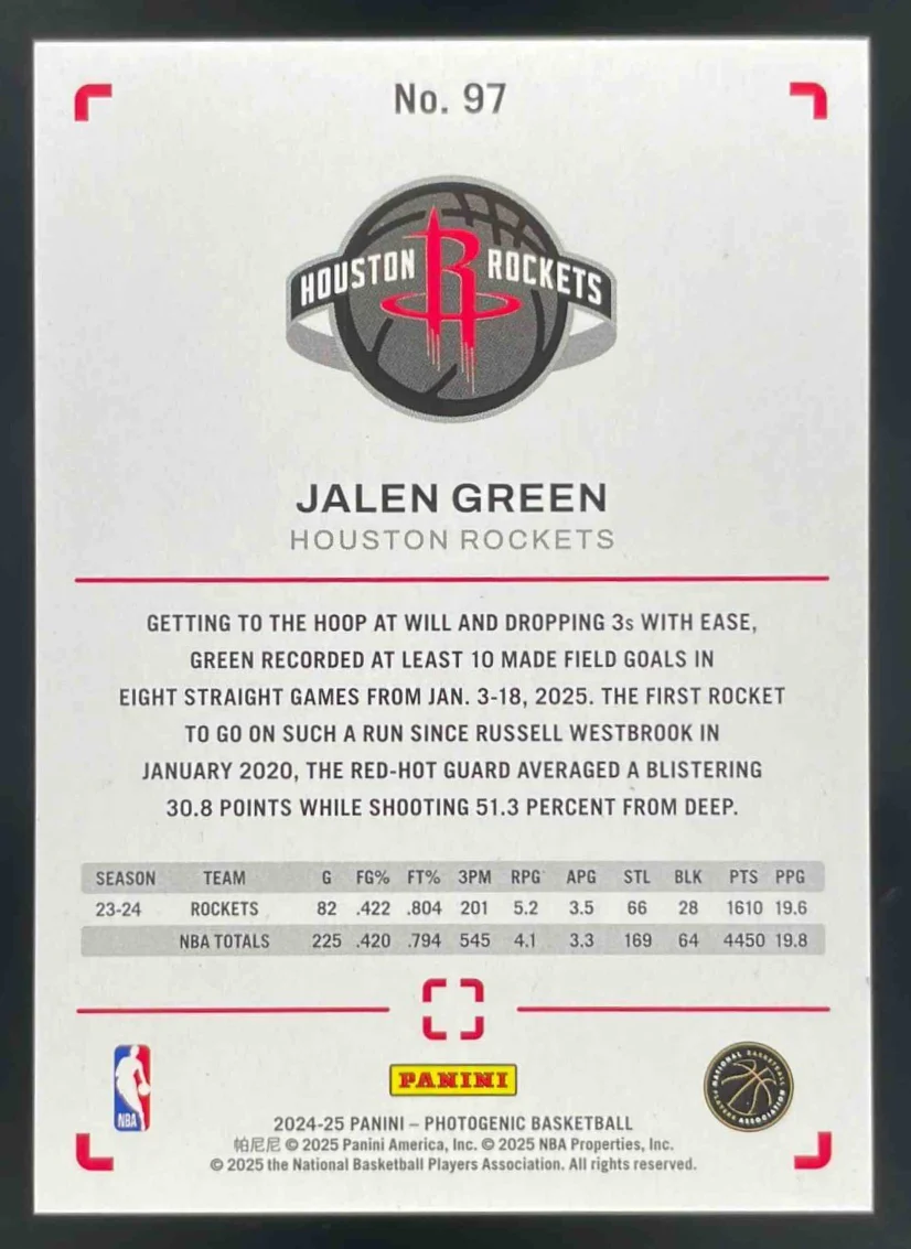 2024-25 Panini Photogenic Wedges #97 Jalen Green /49 - Image 2
