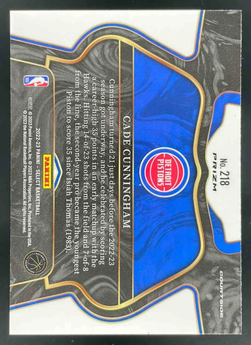 2022-23 Panini Select Disco Prizms #218 Cade Cunningham Courtside - Image 2