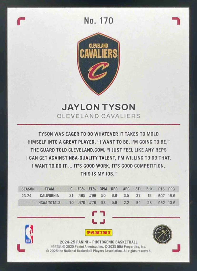 2024-25 Panini Photogenic Maze #170 Jaylon Tyson /25 - Image 2