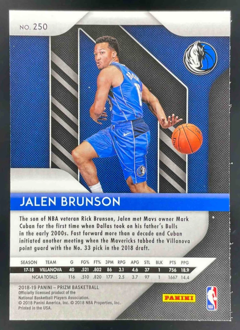 2018-19 Panini Prizm #250 Jalen Brunson RC - Image 2