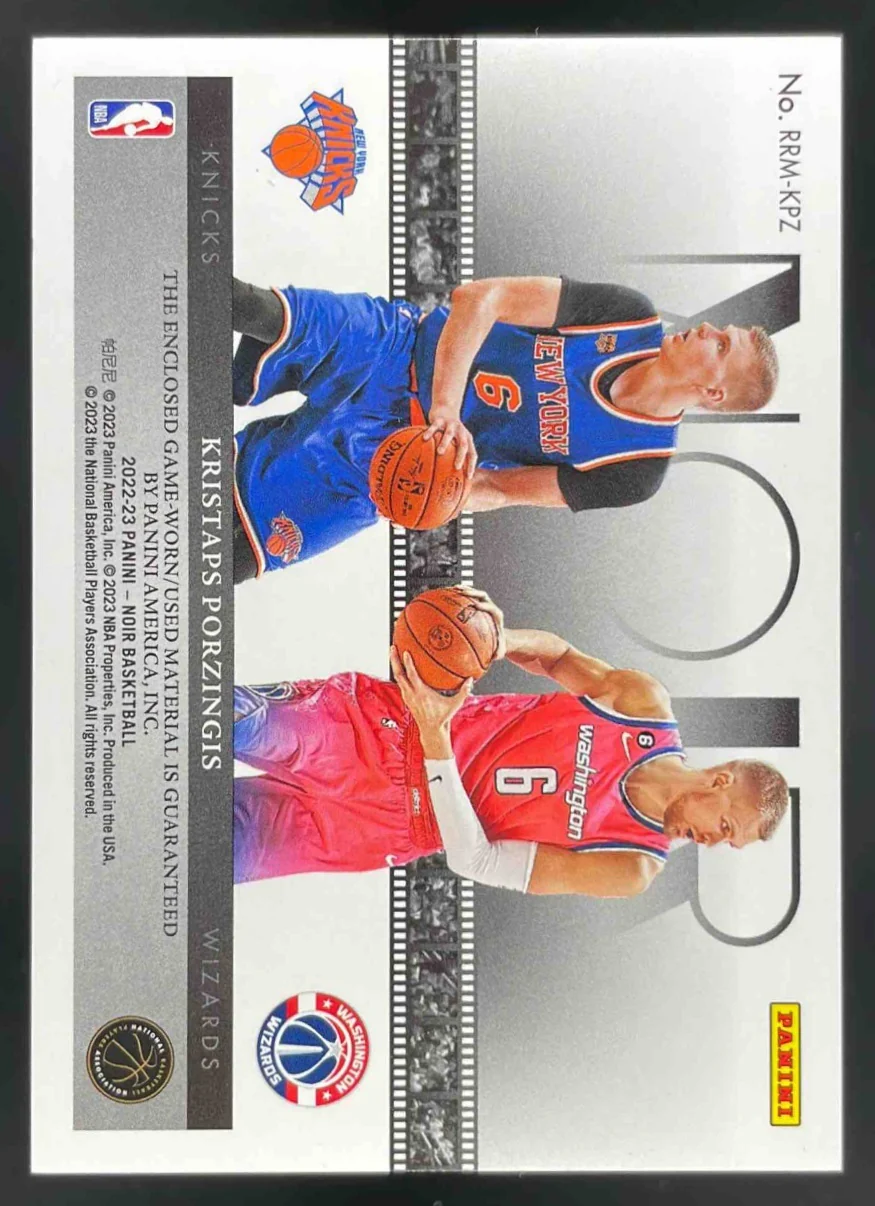 2022-23 Panini Noir Reel to Reel Memorabilia #RRM-KPZ Kristaps Porzingis /99 - Image 2