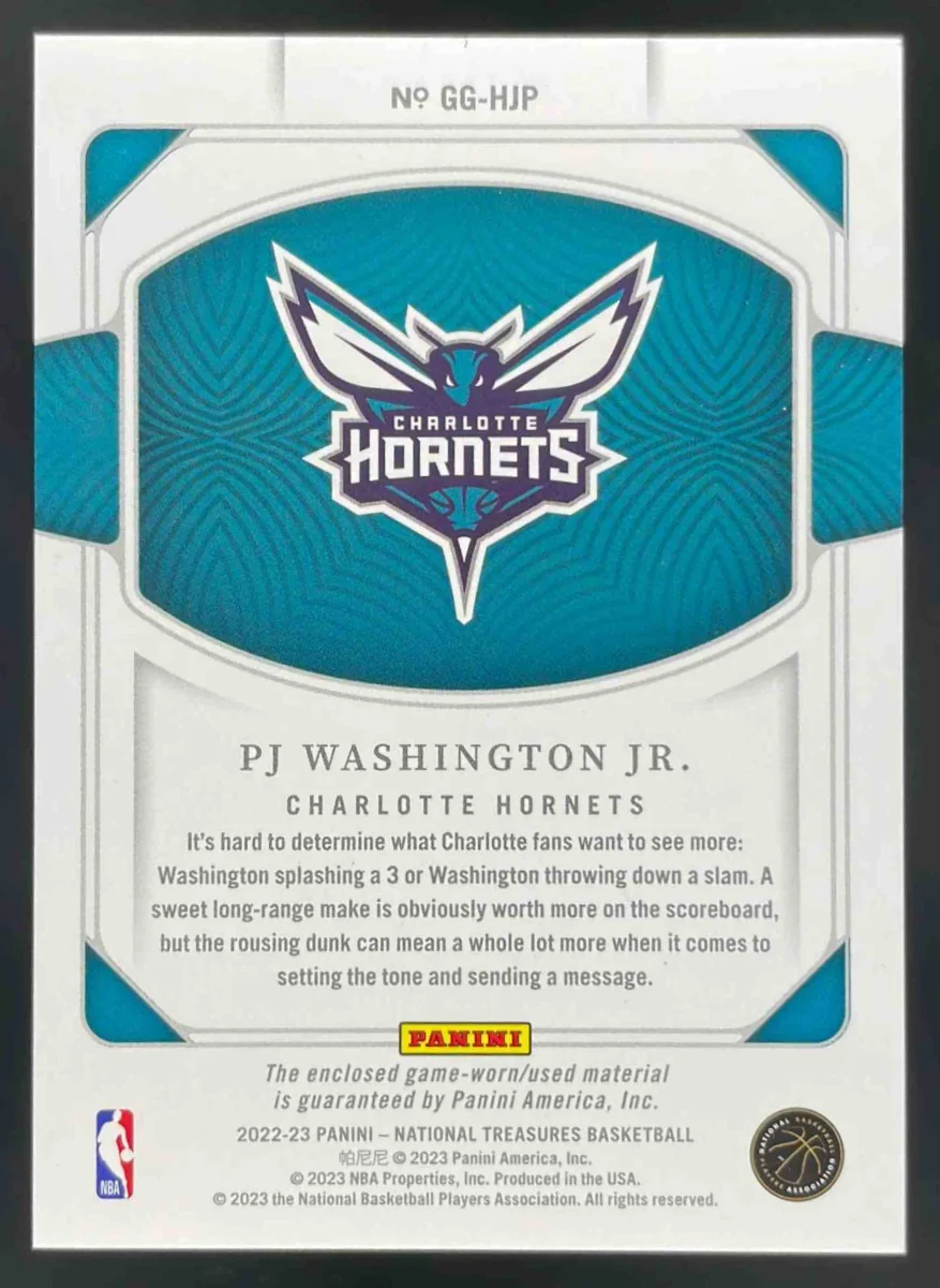 2022-23 Panini National Treasures Game Gear Prime #GG-HJP PJ Washington Jr. /25 - Image 2