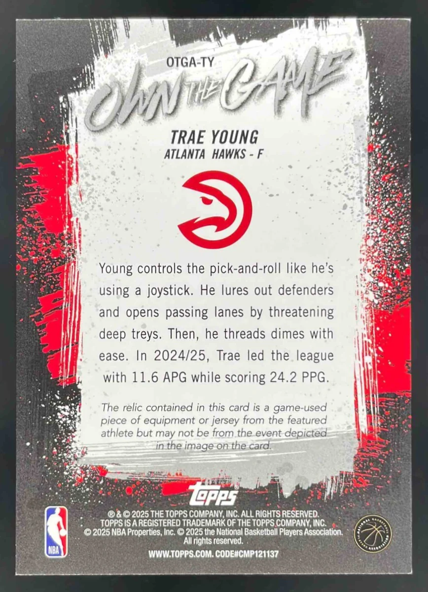 2025-26 Topps Own the Game Green Rainbow #OTGA-TY Trae Young /99 - Image 2