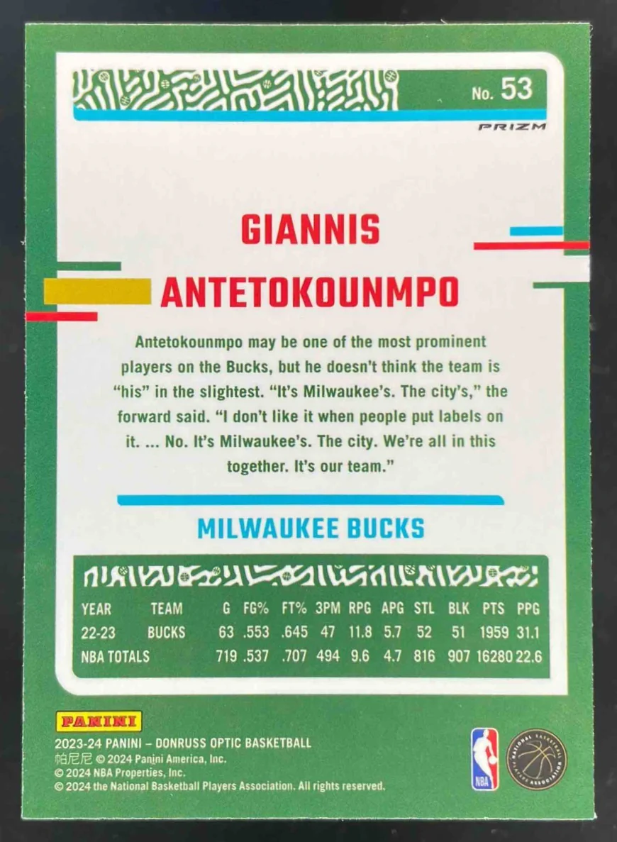 2023-24 Panini Donruss Optic Jazz Prizm #53 Giannis Antetokounmpo - Image 2