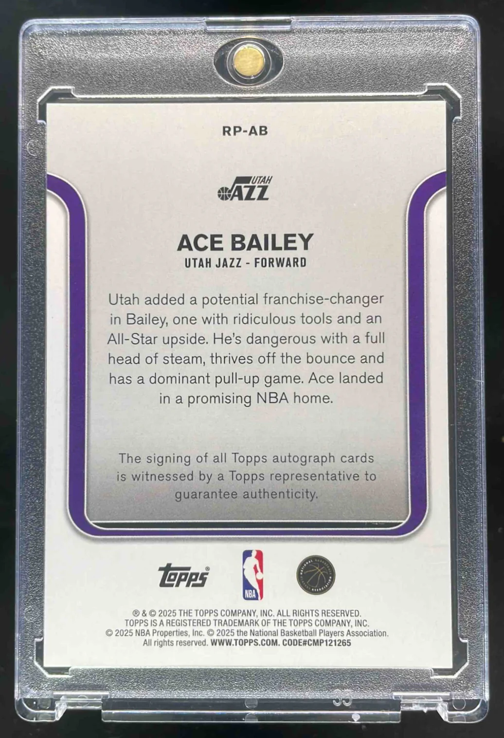 2025-26 Topps Rookie Photo Shoot Autograph #RP-AB Ace Bailey RC Auto - Image 2