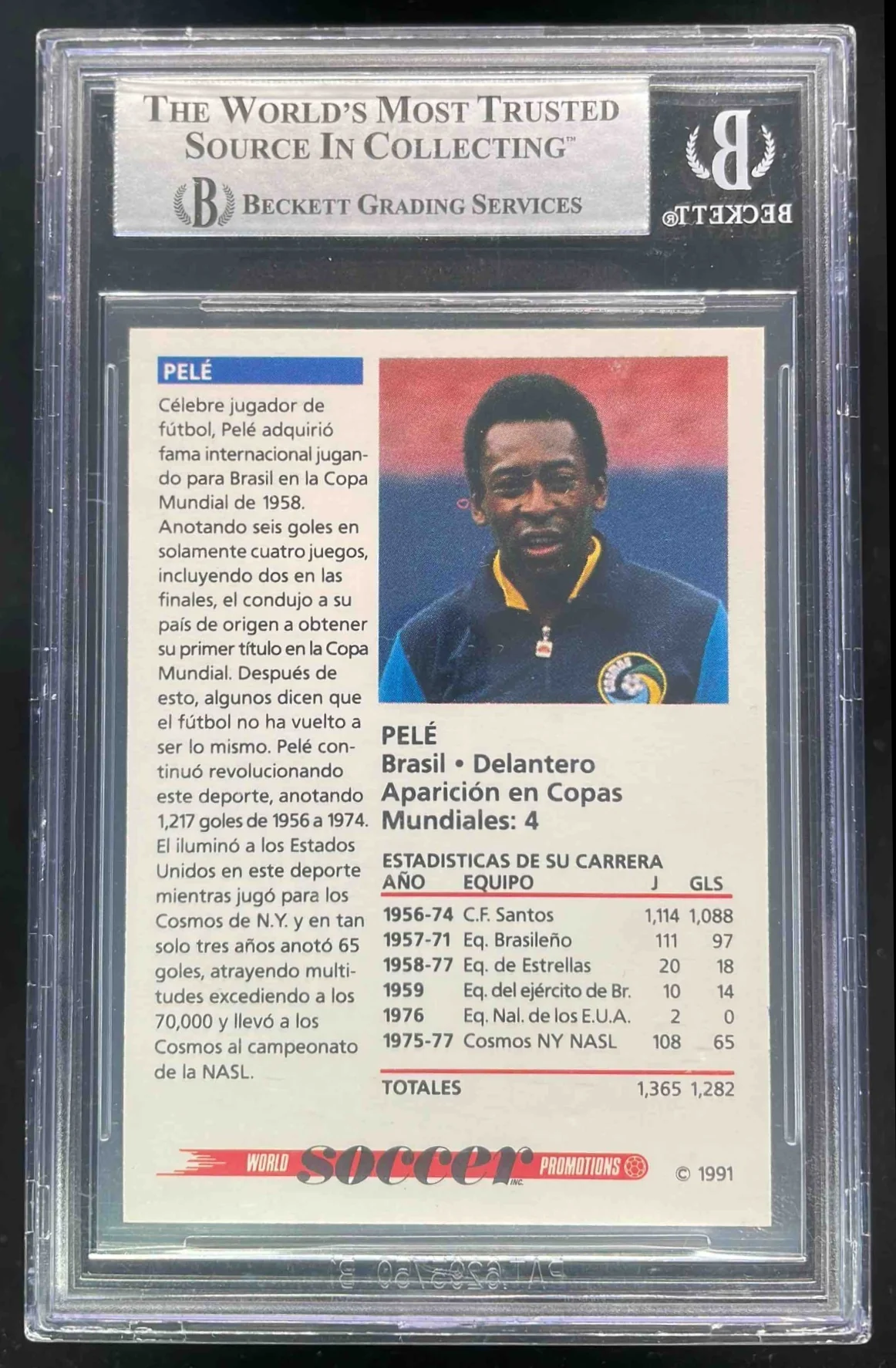 1993 Soccer Shots Autograph #101 Pele Auto BGS Authentic - Image 2