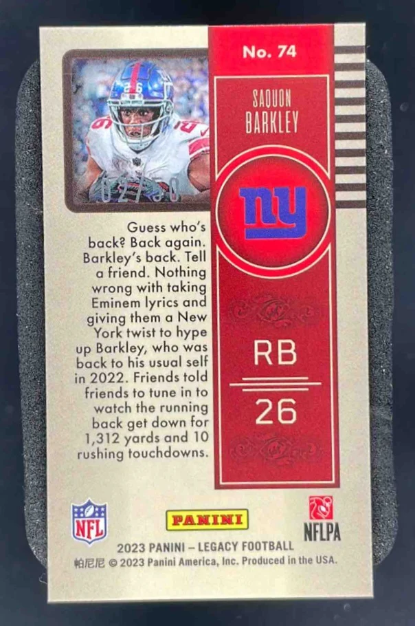 2023 Panini Legacy Premium Edition Ruby Mini #74 Saquon Barkley /50 - Image 2