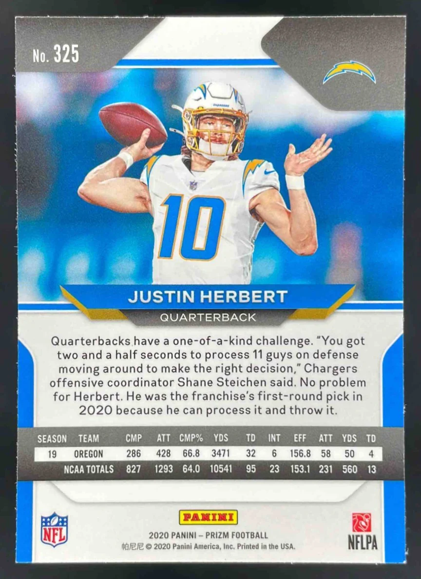 2020 Panini Prizm #325 Justin Herbert RC - Image 2